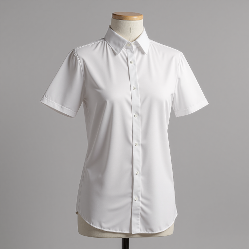 三十五岁左右中年女性头像，穿白色衬衫，黑色短发，专业商务形象，专注表情，蓝色背景